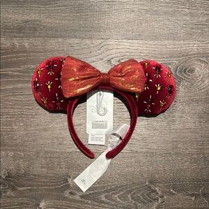 Disney Red Velvet Minnie Mouse Ears Headband